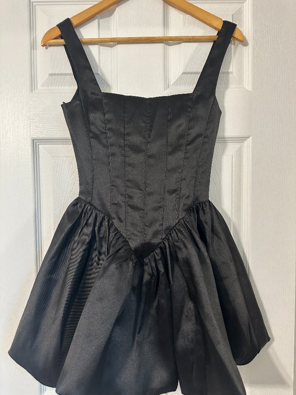 HEIRESS Black Satin Basque Waist Corset Mini Dress